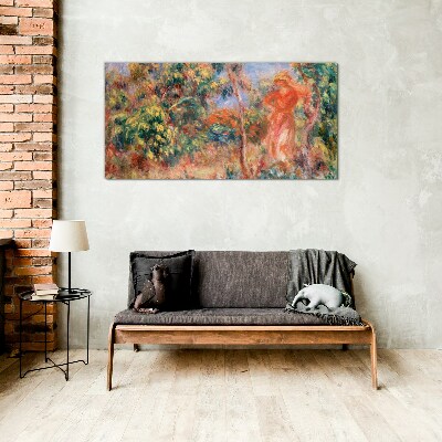 Woman in the garden Wall art on glass