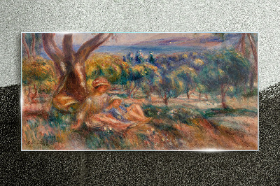 Mother and child in the orchard Wall art on glass