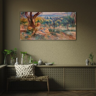 Mother and child in the orchard Wall art on glass