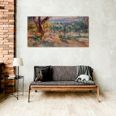 Mother and child in the orchard Wall art on glass