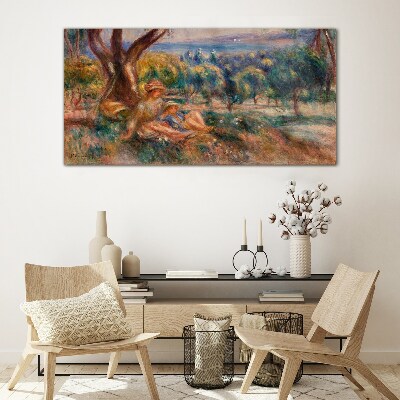 Mother and child in the orchard Wall art on glass