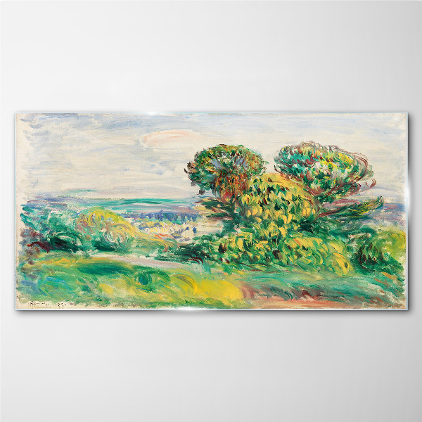 Green landscape with trees Glass art print