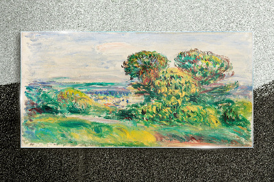 Green landscape with trees Glass art print