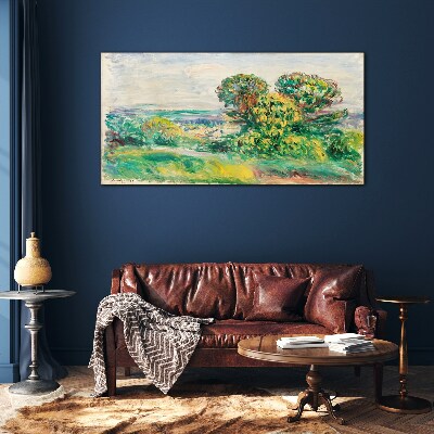 Green landscape with trees Glass art print