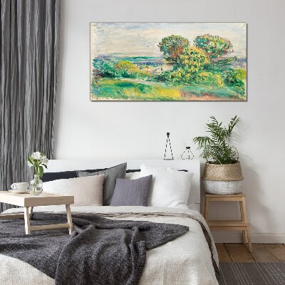 Green landscape with trees Glass art print