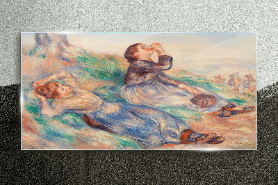 Children's dreams in the meadow Wall art on glass