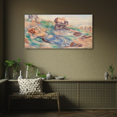 Children's dreams in the meadow Wall art on glass