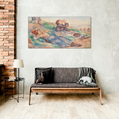 Children's dreams in the meadow Wall art on glass