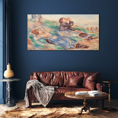Children's dreams in the meadow Wall art on glass