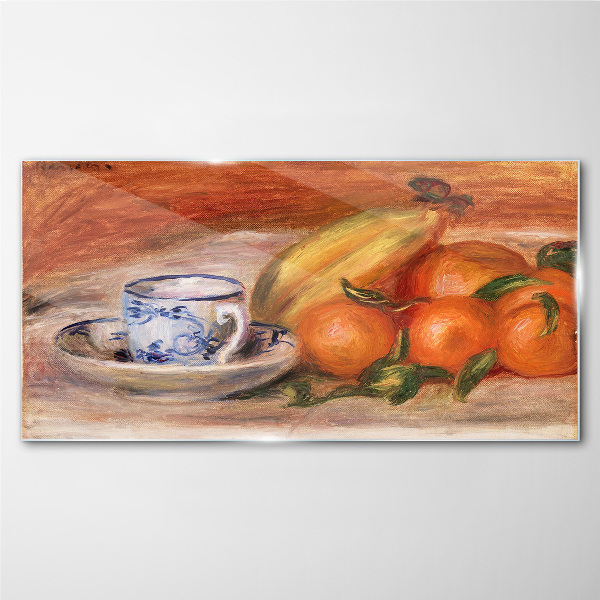 Fruit table with a cup Wall art on glass