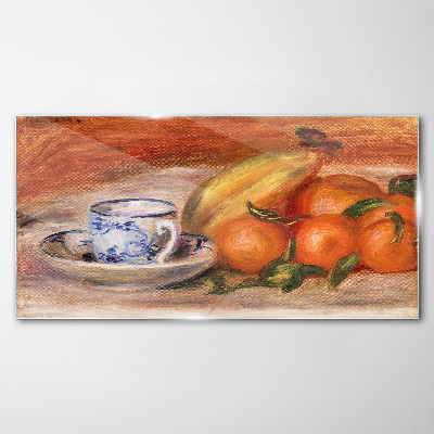 Fruit table with a cup Wall art on glass
