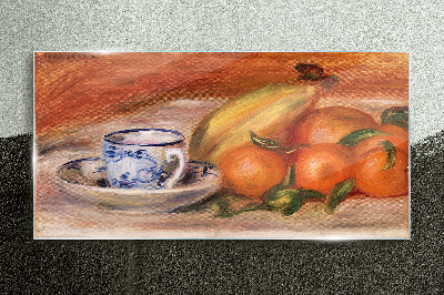 Fruit table with a cup Wall art on glass