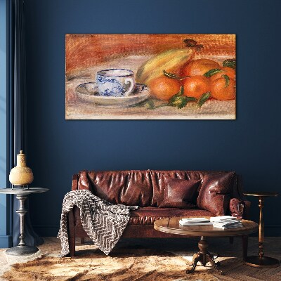 Fruit table with a cup Wall art on glass