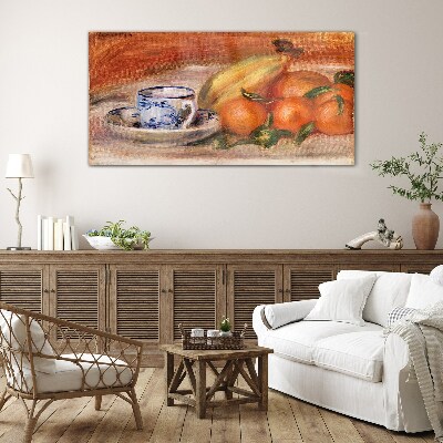 Fruit table with a cup Wall art on glass