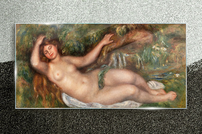 Bathing in the stream Glass art print