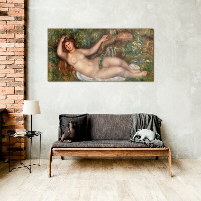 Bathing in the stream Glass art print
