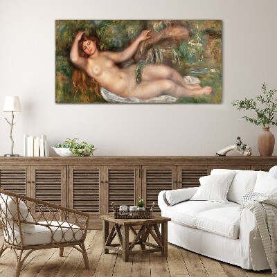 Bathing in the stream Glass art print