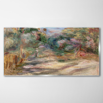 Landscape in pastel shades Wall art on glass