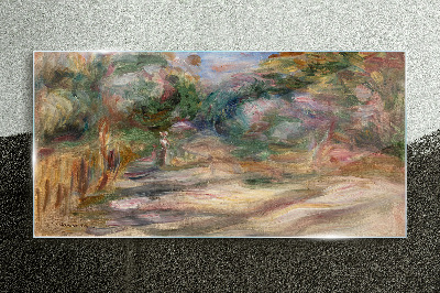 Landscape in pastel shades Wall art on glass