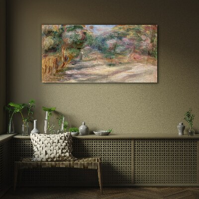 Landscape in pastel shades Wall art on glass