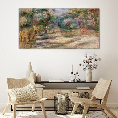 Landscape in pastel shades Wall art on glass
