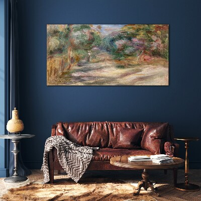 Landscape in pastel shades Wall art on glass