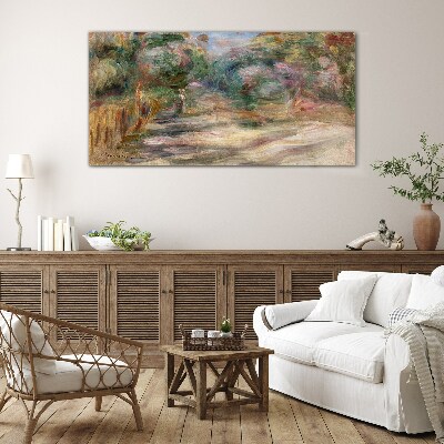 Landscape in pastel shades Wall art on glass