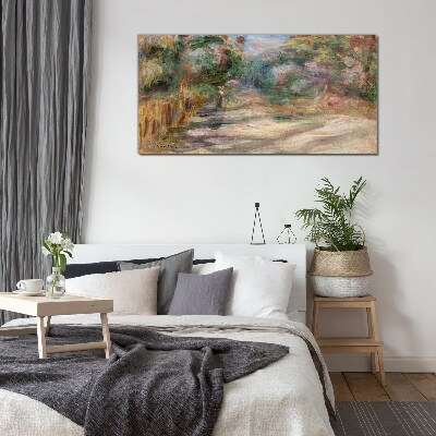Landscape in pastel shades Wall art on glass