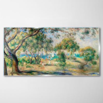 Summer landscape by the water Glass art print
