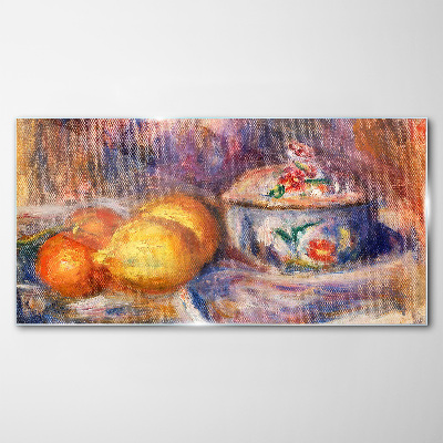 Still life with lemons Glass art print
