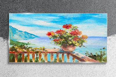 Flowers by the sea Wall art on glass