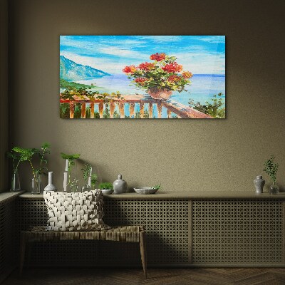 Flowers by the sea Wall art on glass