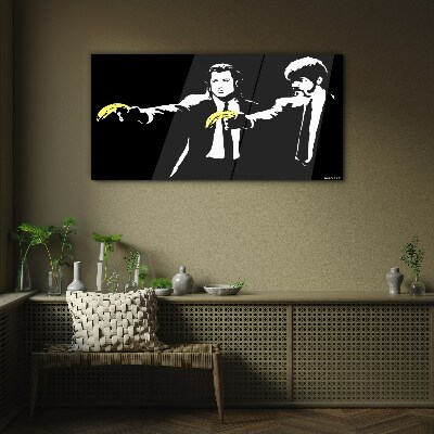 Pop art bananas Wall art on glass