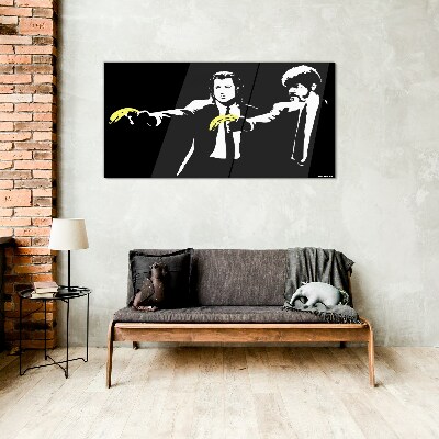 Pop art bananas Wall art on glass