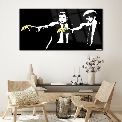 Pop art bananas Wall art on glass