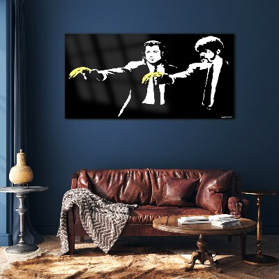 Pop art bananas Wall art on glass