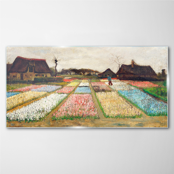 Spring tulip fields Glass art print