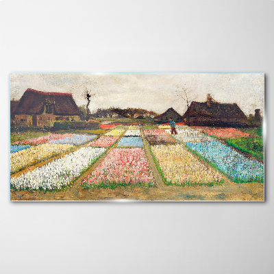 Spring tulip fields Glass art print
