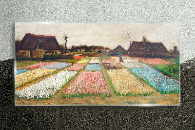 Spring tulip fields Glass art print