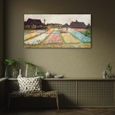 Spring tulip fields Glass art print