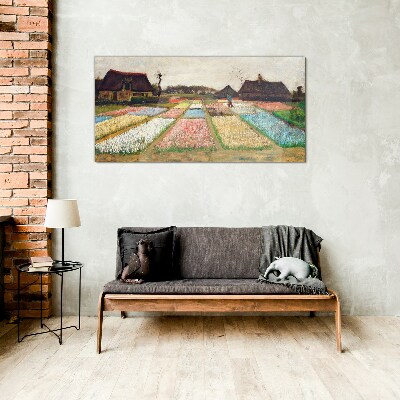 Spring tulip fields Glass art print
