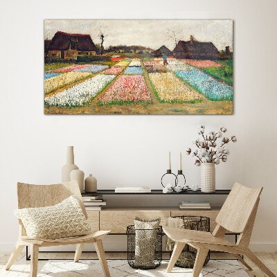 Spring tulip fields Glass art print