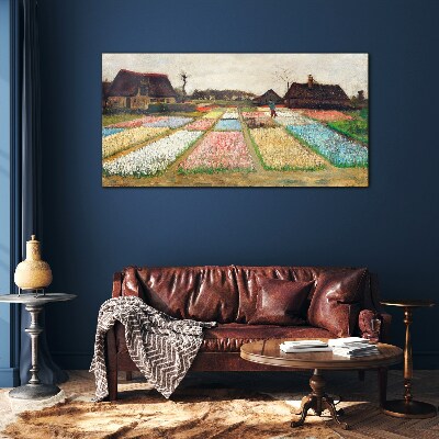 Spring tulip fields Glass art print