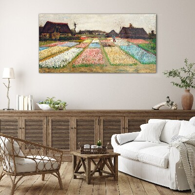 Spring tulip fields Glass art print