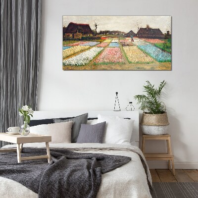 Spring tulip fields Glass art print