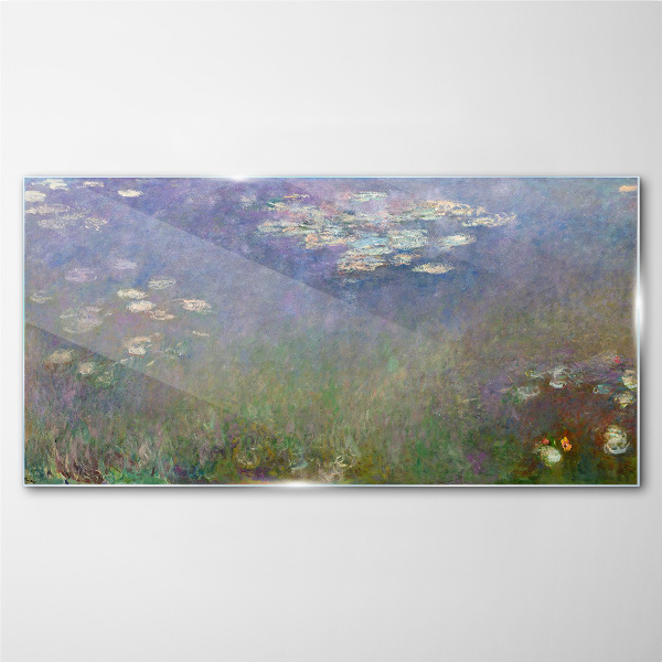 Lilac reflections in the water Wall art on glass