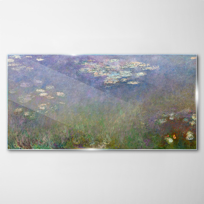 Lilac reflections in the water Wall art on glass