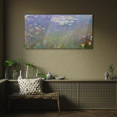 Lilac reflections in the water Wall art on glass