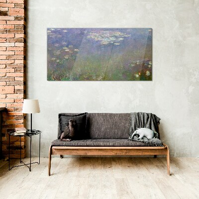 Lilac reflections in the water Wall art on glass