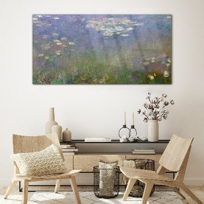 Lilac reflections in the water Wall art on glass